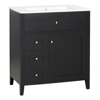 Modern Bathroom Vanity With Sink, 3 Drawers And Adjustable Shelf