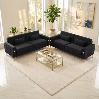 2 Pieces Sofa Sofa Set With Removable Cushions For Home Apartment