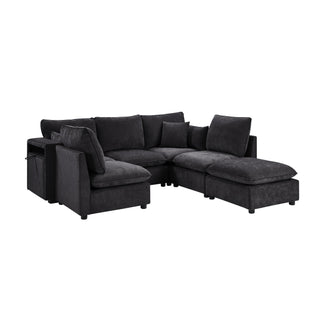 Modern Sectional Sofa U-Shaped With Movable Ottoman Storage Armrests And USB Ports