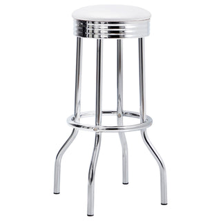 Midge - 3 Piece Round 1950S Bistro Pub Bar Table Set With Upholstery - White