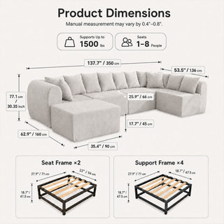 8 Seater U-Shaped Couch With Ottoman