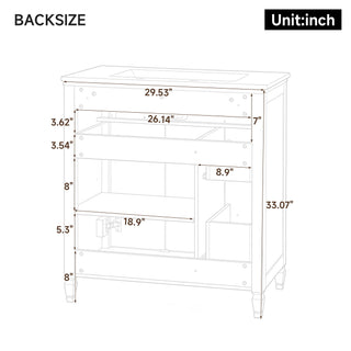 Freestanding Bathroom Vanity With Sink, Soft Close Door, Tip Out Drawer