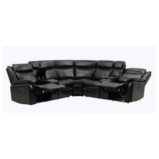 Jupiter - Leather Sectional - Black