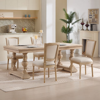 Dining Chairs Upholstered With T - Shaped Back (Set of 2) - Beige