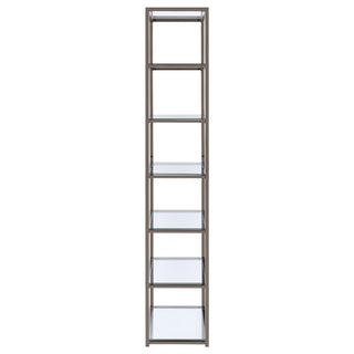 6 Tier Bookcase With Tempered Glass Shelves - Black / Nickel