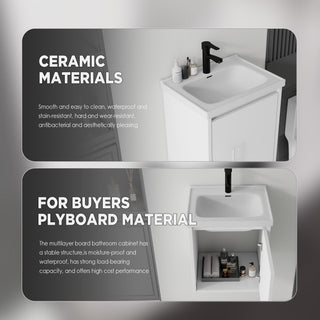 20" Floating Bathroom Vanity Combo With Wall Cabinet, Ceramic Sink & Soft Close Doors - White
