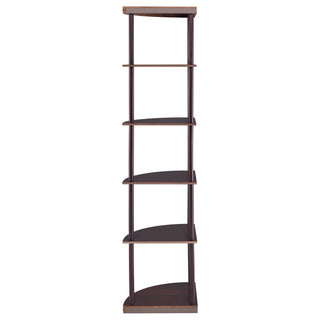 Corner Bookcase With 5 Shelves, Compact Design For Living Room - Cappuccino