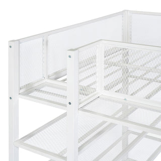 Loft Bed With 4 Tier Shelves And Storage