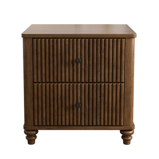 Modern Fluted Nightstand With 3 Drawers