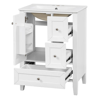 Modern Bathroom Vanity With Sink, Freestanding Cabinet With Drawers And Shelves