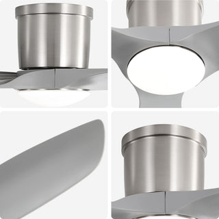 Flush Mount Ceiling Fan With Dimmable LED Light, 3 Blades, Reversible DC Motor Blades For Living Room