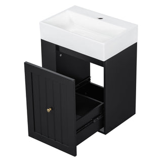 Modern Bathroom Vanity With Sink, Storage Cabinet, Drawer & Side Shelf