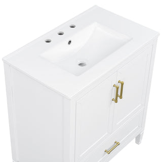 Elegant Fluted Bathroom Vanity With Sink, Soft Close Doors & Drawer