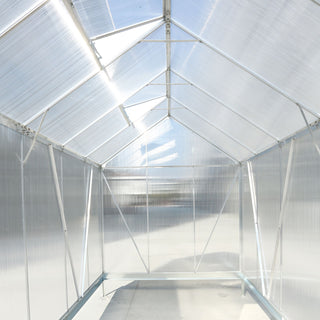 Polycarbonate house, Heavy Duty Outdoor Aluminum Walk-In House Kit With Rain Gutter, Vent And Door For Backyard Garden