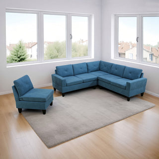 Modular L - Shaped Sectional Sofa 6 Seater 4 Piece Couch With Chaise