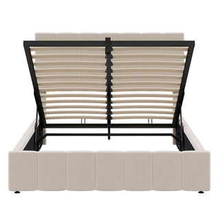 Elegant Upholstered Platform Bed With Hydraulic Storage System