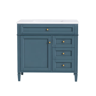 Bathroom Vanity With Sink, Rectangular Storage Cabinet & 2 Drawers And Tip Out Drawer