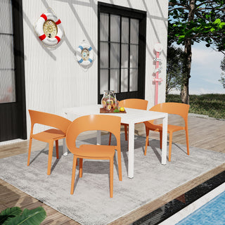 4 Piece Set Of Modern Designed Single Chairs With Long Table