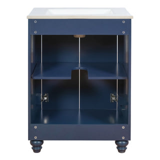 Bathroom Vanity With Ornate Elliptical Motif, Soft Close Hinges