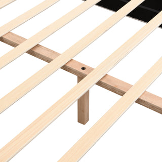 Queen Size Upholstered Bed With 12 Slats Support - White