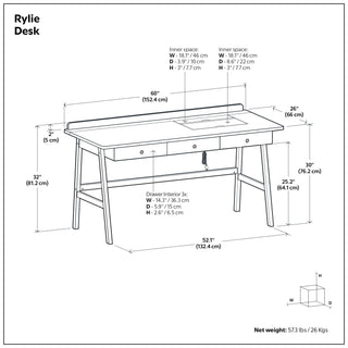 Rylie - Desk - Natural Aged Brown