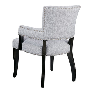 Elegant Arm Dining Chair With Brass Nail Head Detailing
