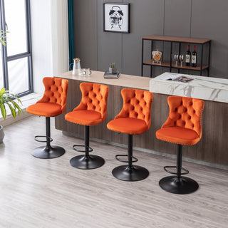 Swivel Barstools Adjusatble Seat Height, Modern Upholstered Bar Stools With Backs Comfortable Tufted For Home Pub And Kitchen Island (Set of 2)