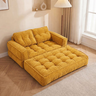 2 Seater Modular Corduroy Sofa With Chaise Lounge For Living Room