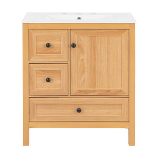 Modern Bathroom Vanity With Sink, Soft Close Drawers & Door, Storage Rack