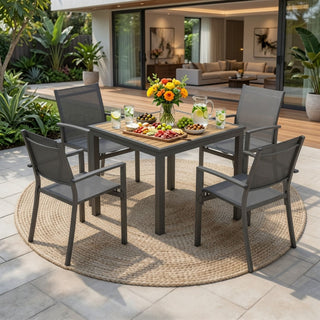 5 Piece Patio Dining Set, Table And Chairs For Outdoor Use - Gray