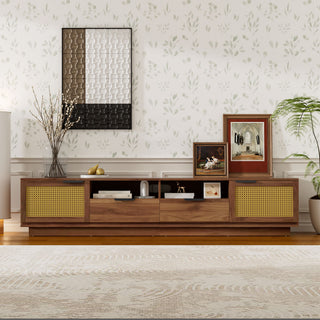 TV Stand With 2 Drawers And Open Shelving - Walnut