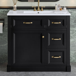 Modern Bathroom Vanity With Sink, 4 Drawers, Soft-Close Door, Adjustable Shelf