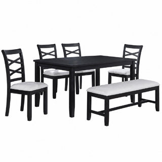 Dining Set 6 Piece With Table And Upholstered X Back Chairs - Charcoal