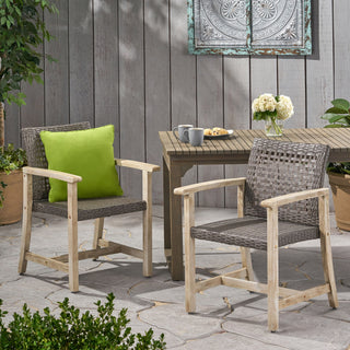 Outdoor Dining Chair Acacia Wood Frame (Set of 2)