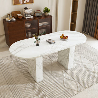 Oval Dining Table With Wood Strip Base