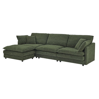 L-Shaped Sectional Sofa With Ottoman, Convertible 4 Seater Couch