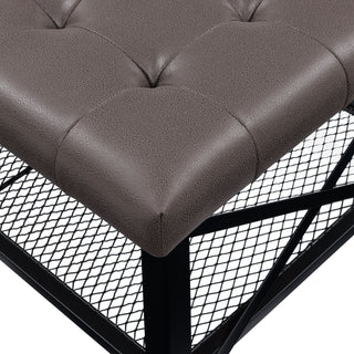 Upholstered Coffee Table With Rack - Dark Brown