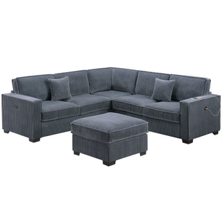 Modern Sectional Set With Cocktail Ottoman