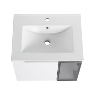 Wall Mounted Bathroom Vanity With Sink, 2 Soft Close Doors, Cabinet & Half Door