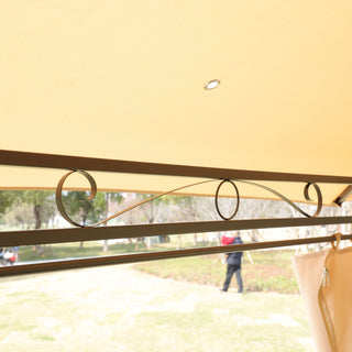 Outdoor Patio Gazebo Tent With Ventilated Double Roof And Sidewall