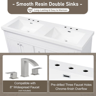 Bathroom Vanity With Double Sinks, 3 Drawers & 4 Doors - White