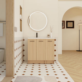 Wall Mounted Floating Bathroom Vanity With Sink, 3 Door Modular Cabinet
