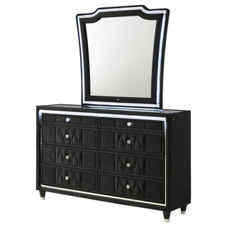 Mika - 8 Drawer LED Dresser With Mirror - Black