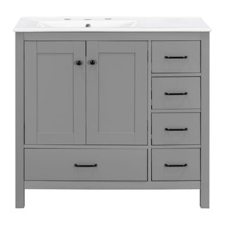 Bathroom Vanity With Sink Combo, 2 Soft Close Doors And 5 Drawers
