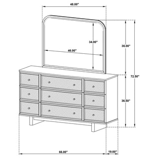 Kimpton - 9 Drawer Dresser With Mirror - Beige