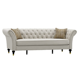 Chesterfield Sofa, 3 Seat Couch With Deep Button Tufted Back, Rolled Arms