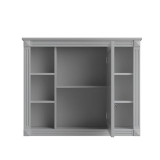 Wall Mounted Bathroom Storage Cabinet With Mirror, Cabinet With 6 Open Shelves And Adjustable Interior