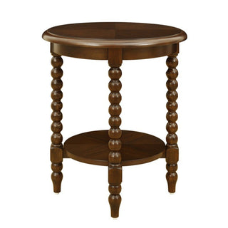 Philippe - Round End Table With Shelf - Brown