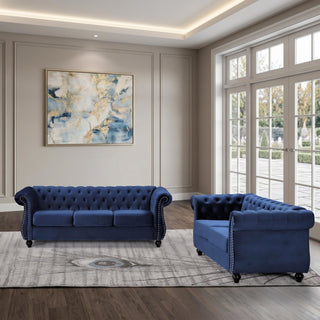 Chesterfield Button Tufted Loveseat With Rolled Arms