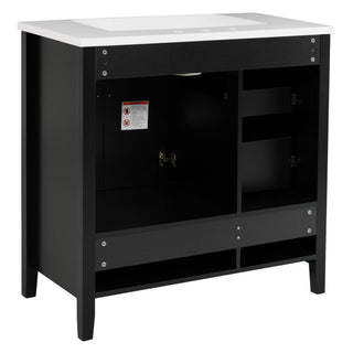 Bathroom Vanity With Sink, Soft Closing Doors & Drawers, Metal Handles